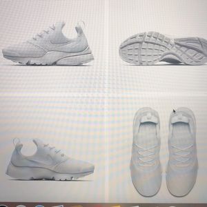 All white nike presto fly